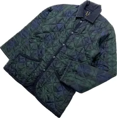 LAVENHAM ★ 綺麗めスタイル◎ キルティング ジャケット グリーン ネイビー チェック 36 オフィス 春秋 英国 紳士 人気 ラベンハム■EC205