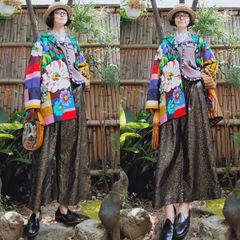 日本製 マメクロゴウチ mame kurogouchi 刺繍花柄刺繍ジャガード切替
