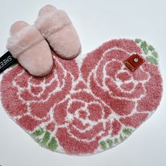 ローズ シャギーマット　ふわふわ　モコモコ　約42×60cm　玄関マット　トイレマット　バスマット　ルームマット　洗える　送料無料