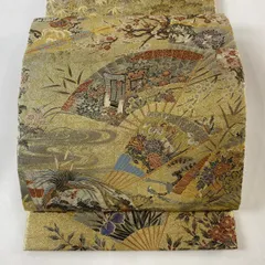 壱阡八百口織 西陣織 袋帯 未仕立て品 蜀江文 華蜀江 華紋 唐花 本金箔 正絹 京都西陣織：橋本清織物謹製」 王朝献上宝飾華文 壱阡八百口織