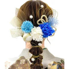 [JZOON] 成人式 髪飾り ドライフラワー 【8色展開 】 卒業式 振袖 着物 袴 和装 花 紐 結婚式 ゴールド 赤 白 金箔 葉 青 A1576