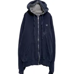 Champion ジップアップ ロゴスウェット パーカー L ネイビー チャンピオン メキシコ製 裏起毛 古着卸 アメリカ仕入 a608-5121