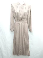 ◇ ⊇ ◎ JUNOAH ジュノア 裏地あり 長袖 ロング丈 ワンピース サイズM モカ系 レディース E  【1501160011619】