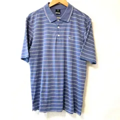 (^w^)b NIKE ナイキ DRI-FIT ドライフィット ハーフボタン 半袖 ポロシャツ コットン配合 トップス ゴルフ golf  爽やか カジュアル ボーダー柄 ブルー系 メンズ 男性 サイズL