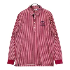 サイズ：LL FILA GOLF フィラゴルフ  長袖ポロシャツ ボタンダウン ストライプ柄 レッド系 [240101458971] ゴルフウェア メンズ ストスト