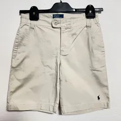 古着 美品 POLO ラルフローレン 男の子 キッズ ハーフパンツ コットン100% ベージュ お出かけ 140サイズ 裾に刺繍有