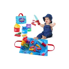 【新品】 モンテッソーリ 型はめ 形合わせ 釣りおもちゃ 22 in 1 布製釣りゲームセット 1 2 3 4 歳 早期開発 指先訓練 知育玩具 数を数える、色を分類する、形を学ぶ 親子で遊べる安全設計 女の子 男の子 子供の日 誕生日プレゼントギフト 1