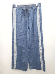 ◇ JEANASIS ジーナシス サイドライン ウエストゴム ワイド デニム パンツ ジーンズ サイズF ブルー レディース P  【1402160016249】