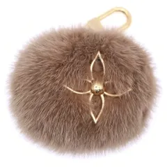 LOUIS VUITTON (ルイヴィトン) ポルトクレ ラブリー ヴィゾン ファー バッグチャーム キーホルダー ブラウン/ゴールド M01018 DI0273