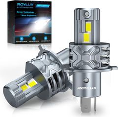 ROYLUX H4 LED ヘッドライト H4 Hi / Lo 切替 【新品 アウトレット】 車 バイク用 高輝度LEDチップ搭載 爆光 6 倍明るさUP 6000K 冷却ファン付き 静音 一体型 LEDバルブ 2個入 ハイビーム ロービーム
