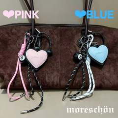 韓国 じゃらじゃらキーホルダー PINK  BLUE バッグチャーム ストラップ キーリング キーホルダー キーチャーム コードキーホルダー スクバキーホルダー キーリング チャーム ロープ じゃらじゃら ハートレザー 8ボール エイトボール チャーム y2k