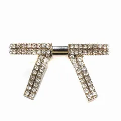 ミュウミュウ miumiu バレッタ 髪留め リボン ラインストーン シルバー色 /YI19 ■OH ■SHのサムネイル