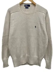 POLORALPH LAUREN (ポロラルフローレン) コットンニットセーター 古着 ビンテージ 刺繡ポニー L ホワイト系 メンズ/045