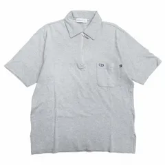 90s vintage クリスチャンディオール Christian Dior ジャージー生地 ハーフジップ シャツ プルオーバー CDロゴ 刺繍 半袖 カットソー M 杢グレー 1990年代 ヴィンテージ オールド/メンズ