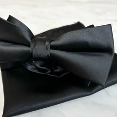 蝶ネクタイ ブラック 黒 結婚式 二次会 挙式 メンズ ウエディング新郎 披露宴 お色直し 小物 ポケットチーフフォーマル ボウタイ 高級感