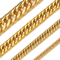 ★即日発送★ChainsHouse 喜平 ネックレス メンズ チェーンのみ 錆びない k18金メッキ ゴールド ステンレス 長さ46cm 幅3.5mm