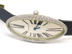 3F 美品 CARTIER カルティエ ベニュワール アロンジェ MM ■ K18WG ホワイトゴールド WB510931 ダイヤ レディース 時計 手巻き □6H6Jのサムネイル