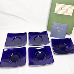 【極美品】茶托５点セット　コースター　深川製磁　ブルー