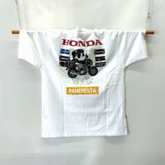 パンディエスタ＆HONDAコラボ　半袖Tシャツ　　白　XL　T-shirt with embroidered panda on a motorcycle