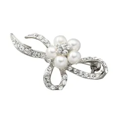 【シルバー×ワンサイズ】[Cream dot. クリームドット公式] ブローチ フォーマル 卒業式 卒園式 入学式 入園式 ママ スーツ ピン パール ビジュー フラワー 花 リボン 小さめ ミニ コサージュ 華やか 上品 大人 