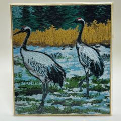 【商品番号MS-PC NO.140】織物色紙ポストカード 丹頂鶴　135ｍｍ×120ｍｍ