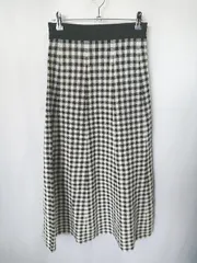 ◇ GU ギンガムチェック柄 ロング丈 タイト スカート サイズM ブラック ホワイト レディース E  【1406180108168】