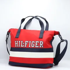 美品 ヒルフィガー トートバッグ/ショルダーバッグ 2ウェイ レッド×ホワイト×ネイビー メンズ/レディース YUM 2000000 NSK