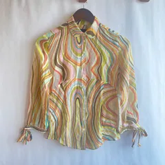 【美品】ポールスミスブラック　ブラウス　シャツ　38  マルチストライプ　コットン　シルク混