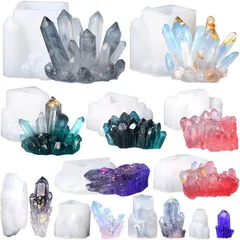 FUPUTWO シリコンモールド クリスタル 結晶 鉱石 水晶 UVレジン型 DIY 手作り( 11点セット)