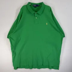 古着 90's/90年代 ポロバイラルフローレン Polo by Ralph Lauren 半袖 ポロシャツ ロゴ 刺繍 大きいサイズ 2ボタン XXL  グリーン 無地 メンズ