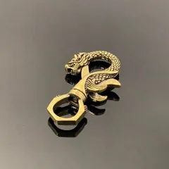 真鍮製 レバーナスカン ドラゴン 龍 フック キーホルダー カラビナ キーリング アンティーク レトロ