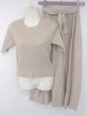 ◇ ◎ BEAMS HEART 大人女子 抜け感 ニット セーター スカート セットアップ 上下 サイズS ベージュ レディース P 1307250011053のサムネイル