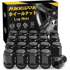 MIKKUPPA ホイールナット M12 x P1.25 テーパー座60° 長さ35 mm スチール製 19HEXニッサン・スバル・スズキの普通車と軽自動車に適用 20個 セット ブラック ラグナット
