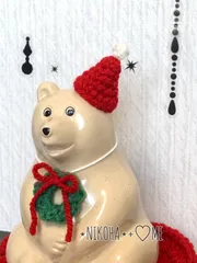 ★ しろくま貯金箱　クリスマス　シンプル 着せ替え　2点セット　☆ 赤　ぼうし リース polarbear ポーラーベア★