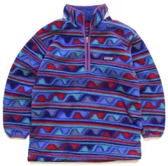 00s USA製 patagoniaパタゴニア 総柄 ハーフジップ プルオーバー フリース KIDS M★オールド アウトドア キャンプ レディース ボーイズ