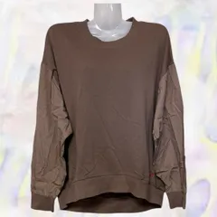 LOGOSDAYS　ロゴスデイズ　トレーナー　ブラウン　長袖　袖切り替え　ロゴ　ゆったり　ドロップショルダー　ラウンドネック