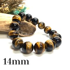 タイガーアイ パワーストーン ブレスレット 天然石ブレス 14mm シンプル メンズ・レディース　男性・女性　数珠ブレス　開運 [29]