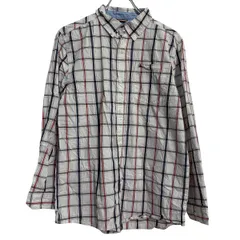 TOMMY HILFIGER 長袖 チェックシャツ XL ホワイト レッド ネイビー トミーヒルフィガー ボタンダウン 古着卸 アメリカ仕入 a701-5503