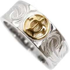 ハワイアンジュエリー リング K18 プルメリア スクロール ホヌ 記念日 誕生日 プレゼント ギフト サージカルステンレス grs8562