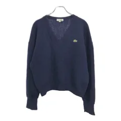 70年代 フランス製 CHEMISE LACOSTE シュミーズ ラコステ ワンポイントロゴ Vネック ウールニット セーター(メンズ 4)中古 古着 V0132