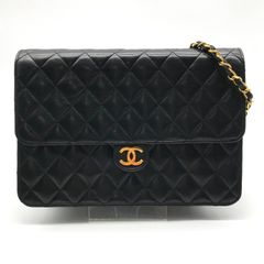 美品 CHANEL シャネル ココマーク プッシュロック ラムスキン チェーン ショルダー バッグ ブラック レディース ブランド カバン a8271