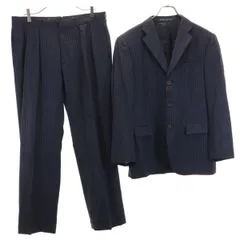 Polo by Ralph Lauren ポロバイラルフローレン イタリア製 ストライプ柄 スーツ 上下 セットアップ 38S ネイビー メンズ 古着