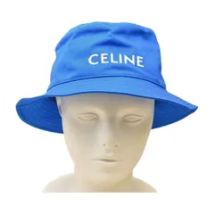 セリーヌ CELINE ロゴ バケットハット S 帽子 コットン ブルー フランス製 2AU3B968P メンズ F-YA1081