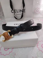 CELINE セリーヌ ベルト レディース 馬車バックル レザー ブラック CELINE セリーヌ馬と車輪のバックル ブラックレザーベルト