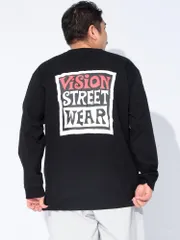 長袖 Tシャツ 大きいサイズ メンズ カーリーマグロゴ クルーネック ロンT プルオーバー プリント 3L 4L 5L ホワイト ブラック ブラック