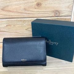 マルベリー／MULBERRY 財布 ウォレット レディース 女性 女性用レザー 革 本革 ブラック 黒 Medium Continental French Purse 小銭入れあり 二つ折り シボ革 シュリンクレザー