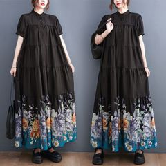 レディース 春 夏 ワンピース　花柄　ロング　新品 半袖　秋