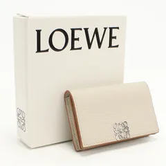 鑑定済・極美品★ロエベ　アナグラム　ビジネスカードホルダー　名刺入れ　ベージュ系 アナグラム ビジネスカードホルダー（ペブルグレインカーフ