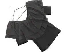 MAJESTIC LEGON マジェスティックレゴン オフショルダー フリル リブ ニット セーター sizeM/黒 ■◆ レディース