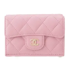 【シャネル】Chanel　マトラッセ ココマーク ラムスキン 三つ折り財布 コンパクトウォレット A84401 ピンク 【中古】【鑑定済・正規品保証】201586のサムネイル